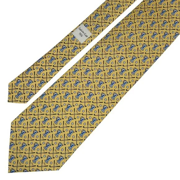 Vineyard Vines Custom Collection NWT Yellow Silk Golf Novelty Necktie Tie - Picture 2 of 9